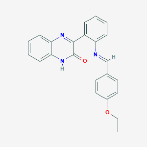 molecular formula C23H19N3O2 B14111169 (E)-3-(2-((4-ethoxybenzylidene)amino)phenyl)quinoxalin-2(1H)-one 