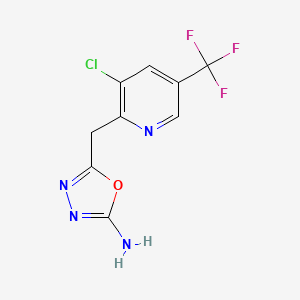 molecular formula C9H6ClF3N4O B1411117 5-[[3-Chloro-5-(trifluoromethyl)-2-pyridyl]-methyl]-1,3,4-oxadiazol-2-amine CAS No. 1987135-48-7