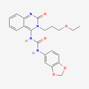 molecular formula C21H22N4O5 B14111234 (E)-1-(benzo[d][1,3]dioxol-5-yl)-3-(3-(3-ethoxypropyl)-2-oxo-2,3-dihydroquinazolin-4(1H)-ylidene)urea 