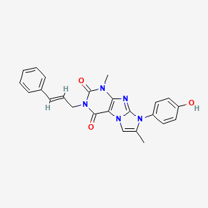 molecular formula C24H21N5O3 B14111248 3-cinnamyl-8-(4-hydroxyphenyl)-1,7-dimethyl-1H-imidazo[2,1-f]purine-2,4(3H,8H)-dione 