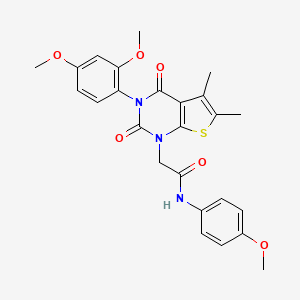 molecular formula C25H25N3O6S B14111277 2-[3-(2,4-dimethoxyphenyl)-5,6-dimethyl-2,4-dioxo-3,4-dihydrothieno[2,3-d]pyrimidin-1(2H)-yl]-N-(4-methoxyphenyl)acetamide 