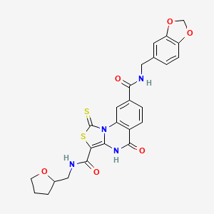 N8-(benzo[d][1,3]dioxol-5-ylmethyl)-5-oxo-N3-((tetrahydrofuran-2-yl)methyl)-1-thioxo-4,5-dihydro-1H-thiazolo[3,4-a]quinazoline-3,8-dicarboxamide