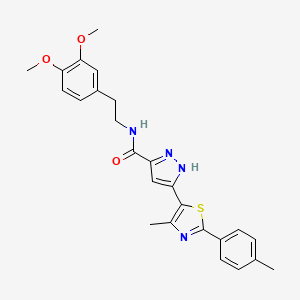 molecular formula C25H26N4O3S B14111319 N-(3,4-dimethoxyphenethyl)-3-(4-methyl-2-(p-tolyl)thiazol-5-yl)-1H-pyrazole-5-carboxamide 