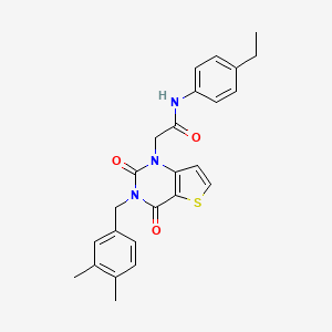 molecular formula C25H25N3O3S B14111360 2-(3-(3,4-dimethylbenzyl)-2,4-dioxo-3,4-dihydrothieno[3,2-d]pyrimidin-1(2H)-yl)-N-(4-ethylphenyl)acetamide 