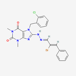 molecular formula C23H20BrClN6O2 B14111371 8-{(2E)-2-[(2Z)-2-bromo-3-phenylprop-2-en-1-ylidene]hydrazinyl}-7-(2-chlorobenzyl)-1,3-dimethyl-3,7-dihydro-1H-purine-2,6-dione 