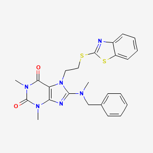 molecular formula C24H24N6O2S2 B14111378 7-(2-(benzo[d]thiazol-2-ylthio)ethyl)-8-(benzyl(methyl)amino)-1,3-dimethyl-1H-purine-2,6(3H,7H)-dione 