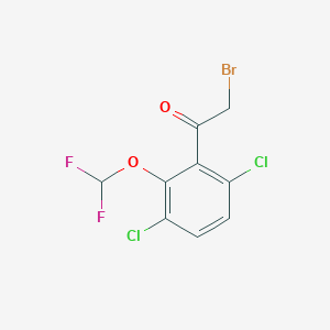molecular formula C9H5BrCl2F2O2 B1411147 3',6'-Dichloro-2'-(difluoromethoxy)phenacyl bromide CAS No. 1805125-43-2