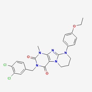 molecular formula C24H23Cl2N5O3 B14111497 3-[(3,4-dichlorophenyl)methyl]-9-(4-ethoxyphenyl)-1-methyl-7,8-dihydro-6H-purino[7,8-a]pyrimidine-2,4-dione 