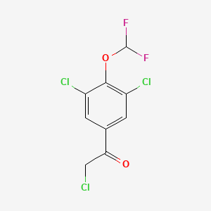 molecular formula C9H5Cl3F2O2 B1411150 3',5'-Dichloro-4'-(difluoromethoxy)phenacyl chloride CAS No. 1806352-05-5