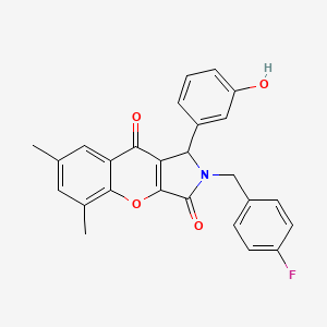 molecular formula C26H20FNO4 B14111504 2-(4-Fluorobenzyl)-1-(3-hydroxyphenyl)-5,7-dimethyl-1,2-dihydrochromeno[2,3-c]pyrrole-3,9-dione 