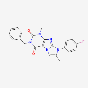 molecular formula C22H18FN5O2 B14111588 3-benzyl-8-(4-fluorophenyl)-1,7-dimethyl-1H-imidazo[2,1-f]purine-2,4(3H,8H)-dione 