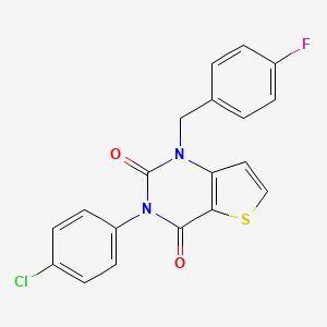 molecular formula C19H12ClFN2O2S B14111596 3-(4-chlorophenyl)-1-(4-fluorobenzyl)thieno[3,2-d]pyrimidine-2,4(1H,3H)-dione 