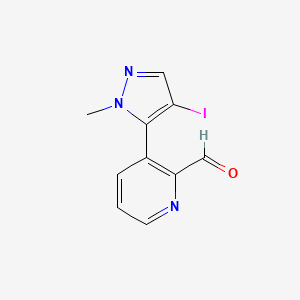 molecular formula C10H8IN3O B14111611 3-(4-Iodo-1-methyl-1H-pyrazol-5-yl)picolinaldehyde 