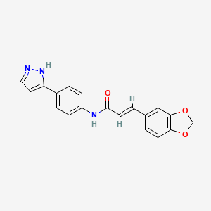 molecular formula C19H15N3O3 B14111612 (E)-N-(4-(1H-pyrazol-3-yl)phenyl)-3-(benzo[d][1,3]dioxol-5-yl)acrylamide 