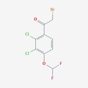 molecular formula C9H5BrCl2F2O2 B1411163 2',3'-Dichloro-4'-(difluoromethoxy)phenacyl bromide CAS No. 1806328-83-5