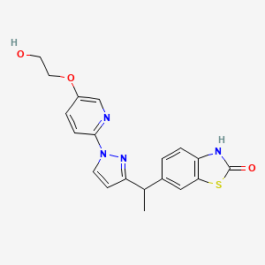 molecular formula C19H18N4O3S B14111634 6-(1-{1-[5-(2-hydroxy-ethoxy)-pyridin-2-yl]-1H-pyrazol-3-yl}-ethyl)-3H-1,3-benzothiazol-2-one 