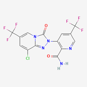 molecular formula C14H6ClF6N5O2 B1411166 3-(8-chloro-3-oxo-6-(trifluoromethyl)-[1,2,4]triazolo[4,3-a]pyridin-2(3H)-yl)-5-(trifluoromethyl)picolinamide CAS No. 1823184-29-7