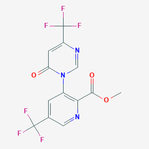 molecular formula C13H7F6N3O3 B1411167 methyl 3-(6-oxo-4-(trifluoromethyl)pyrimidin-1(6H)-yl)-5-(trifluoromethyl)picolinate CAS No. 1823184-30-0