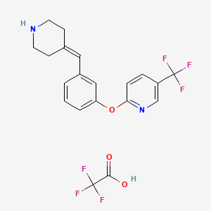 molecular formula C20H18F6N2O3 B14111678 2-(3-(Piperidin-4-ylidenemethyl)phenoxy)-5-(trifluoromethyl)pyridine 2,2,2-trifluoroacetate 