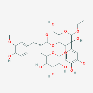 molecular formula C31H40O15 B14111685 [6-Ethoxy-5-hydroxy-5-(4-hydroxy-3-methoxyphenyl)-2-(hydroxymethyl)-4-(3,4,5-trihydroxy-6-methyloxan-2-yl)oxyoxan-3-yl] 3-(4-hydroxy-3-methoxyphenyl)prop-2-enoate 