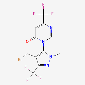 molecular formula C11H7BrF6N4O B1411169 3-(4-(bromomethyl)-1-methyl-3-(trifluoromethyl)-1H-pyrazol-5-yl)-6-(trifluoromethyl)pyrimidin-4(3H)-one CAS No. 1823183-65-8