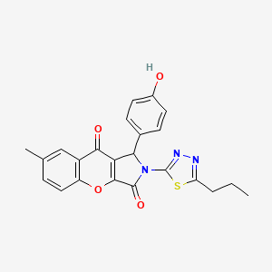 molecular formula C23H19N3O4S B14111721 1-(4-Hydroxyphenyl)-7-methyl-2-(5-propyl-1,3,4-thiadiazol-2-yl)-1,2-dihydrochromeno[2,3-c]pyrrole-3,9-dione 