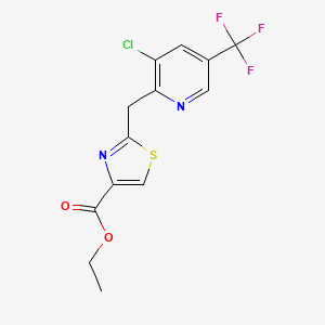 molecular formula C13H10ClF3N2O2S B1411176 Ethyl 2-((3-chloro-5-(trifluoromethyl)pyridin-2-yl)methyl)thiazole-4-carboxylate CAS No. 1823182-29-1