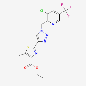 ethyl 2-(1-((3-chloro-5-(trifluoromethyl)pyridin-2-yl)methyl)-1H-1,2,3-triazol-4-yl)-5-methylthiazole-4-carboxylate