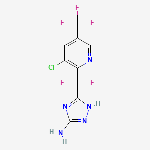 molecular formula C9H5ClF5N5 B1411188 3-((3-氯-5-(三氟甲基)吡啶-2-基)二氟甲基)-1H-1,2,4-三唑-5-胺 CAS No. 1823182-90-6