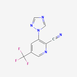B1411190 3-(1H-1,2,4-triazol-1-yl)-5-(trifluoromethyl)picolinonitrile CAS No. 1823182-93-9