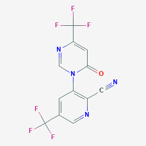 molecular formula C12H4F6N4O B1411193 3-(6-oxo-4-(trifluoromethyl)pyrimidin-1(6H)-yl)-5-(trifluoromethyl)picolinonitrile CAS No. 1823183-17-0