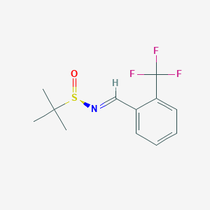 molecular formula C12H14F3NOS B1411198 (R)-2-Methyl-N-(2-(trifluoromethyl)-benzylidene)propane-2-sulfinamide CAS No. 1415337-87-9