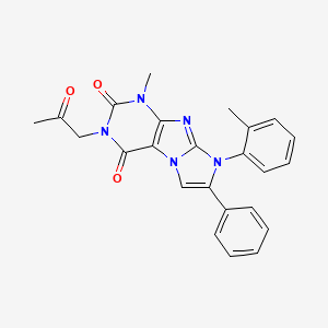 molecular formula C24H21N5O3 B14112133 1-methyl-3-(2-oxopropyl)-7-phenyl-8-(o-tolyl)-1H-imidazo[2,1-f]purine-2,4(3H,8H)-dione 