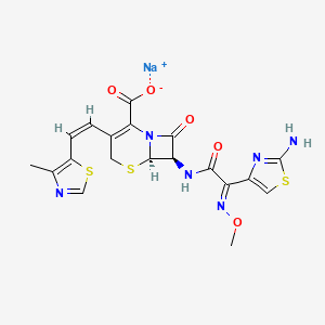 sodium;(6R,7R)-7-[[(2E)-2-(2-amino-1,3-thiazol-4-yl)-2-methoxyiminoacetyl]amino]-3-[(Z)-2-(4-methyl-1,3-thiazol-5-yl)ethenyl]-8-oxo-5-thia-1-azabicyclo[4.2.0]oct-2-ene-2-carboxylate