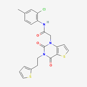 molecular formula C21H18ClN3O3S2 B14112150 N-(2-chloro-4-methylphenyl)-2-{2,4-dioxo-3-[2-(thiophen-2-yl)ethyl]-3,4-dihydrothieno[3,2-d]pyrimidin-1(2H)-yl}acetamide 