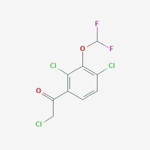 molecular formula C9H5Cl3F2O2 B1411225 2',4'-Dichloro-3'-(difluoromethoxy)phenacyl chloride CAS No. 1806328-88-0