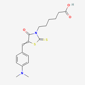 6-((5Z)-5-[4-(Dimethylamino)benzylidene]-4-oxo-2-thioxo-1,3-thiazolidin-3+