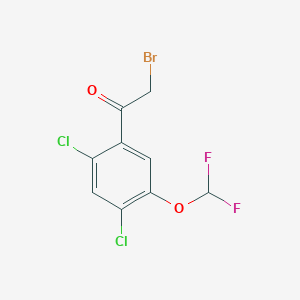 molecular formula C9H5BrCl2F2O2 B1411286 2',4'-Dichloro-5'-(difluoromethoxy)phenacyl bromide CAS No. 1803717-59-0