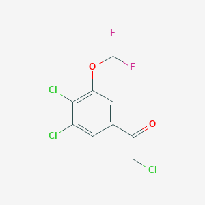 molecular formula C9H5Cl3F2O2 B1411290 3',4'-Dichloro-5'-(difluoromethoxy)phenacyl chloride CAS No. 1803818-55-4