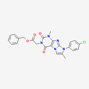 Phenylmethyl 2-[8-(4-chlorophenyl)-1,7-dimethyl-2,4-dioxo-1,3,5-trihydro-4-imi dazolino[1,2-h]purin-3-yl]acetate