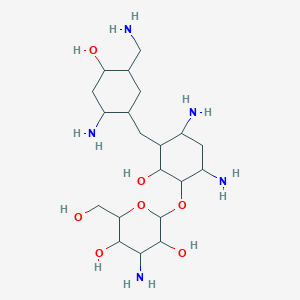 4-Amino-2-[6-amino-3-[3-amino-6-(aminomethyl)-5-hydroxy-tetrahydropyran-2-yl]oxy-2-hydroxy-cyclohexoxy]-6-(hydroxymethyl)tetrahydropyran-3,5-diol