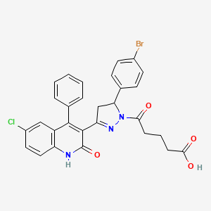 5-(5-(4-bromophenyl)-3-(6-chloro-2-oxo-4-phenyl-1,2-dihydroquinolin-3-yl)-4,5-dihydro-1H-pyrazol-1-yl)-5-oxopentanoic acid