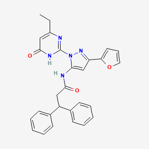 N-(1-(4-ethyl-6-oxo-1,6-dihydropyrimidin-2-yl)-3-(furan-2-yl)-1H-pyrazol-5-yl)-3,3-diphenylpropanamide