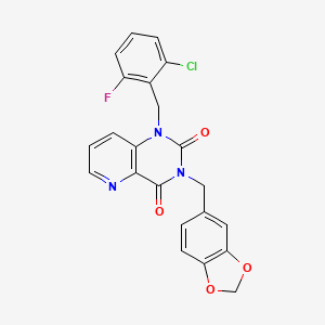 molecular formula C22H15ClFN3O4 B14112968 3-(benzo[d][1,3]dioxol-5-ylmethyl)-1-(2-chloro-6-fluorobenzyl)pyrido[3,2-d]pyrimidine-2,4(1H,3H)-dione 