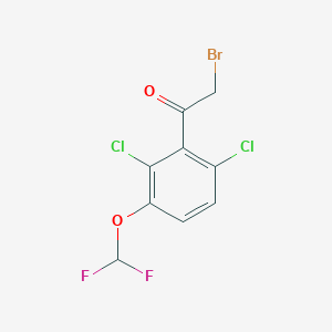 molecular formula C9H5BrCl2F2O2 B1411306 2',6'-Dichloro-3'-(difluoromethoxy)phenacyl bromide CAS No. 1807178-01-3