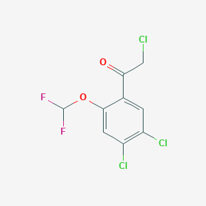 molecular formula C9H5Cl3F2O2 B1411308 4',5'-Dichloro-2'-(difluoromethoxy)phenacyl chloride CAS No. 1806353-63-8