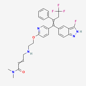 2-Butenamide, N,N-dimethyl-4-[[2-[[5-[(1Z)-4,4,4-trifluoro-1-(3-fluoro-1H-indazol-5-yl)-2-phenyl-1-buten-1-yl]-2-pyridinyl]oxy]ethyl]amino]-, (2E)-