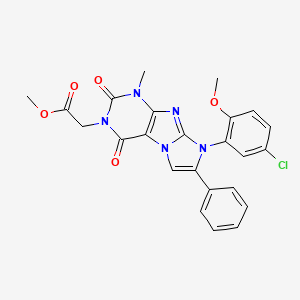 molecular formula C24H20ClN5O5 B14113090 methyl 2-(8-(5-chloro-2-methoxyphenyl)-1-methyl-2,4-dioxo-7-phenyl-1H-imidazo[2,1-f]purin-3(2H,4H,8H)-yl)acetate 