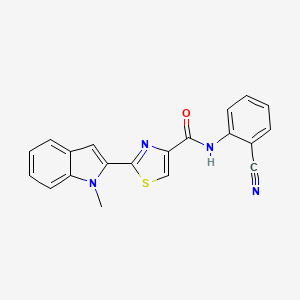 molecular formula C20H14N4OS B14113116 N-(2-cyanophenyl)-2-(1-methyl-1H-indol-2-yl)thiazole-4-carboxamide CAS No. 1172560-75-6