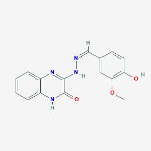 molecular formula C16H14N4O3 B14113121 3-[(2Z)-2-[(4-hydroxy-3-methoxyphenyl)methylidene]hydrazinyl]-1H-quinoxalin-2-one 